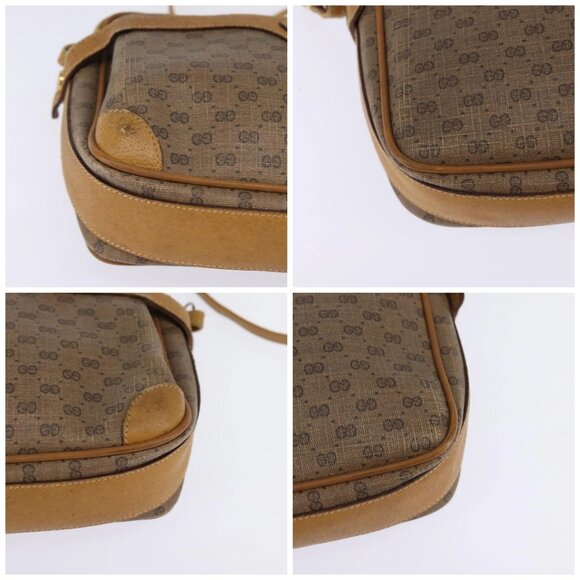 GUCCI Micro GG Supreme Shoulder Bag PVC Beige Gold Auth BA5707 - Picture 16 of 16